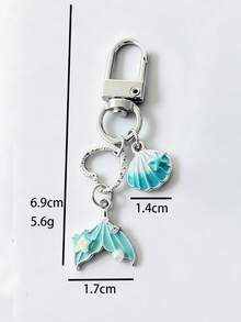 1pc Cute Mermaid Tail Keychain, Pastel Shell Heart Bag Charm, Ocean Style Handbag Pendant, Suitable For Women's Backpack Decoration Accessory - Quantity - View 10