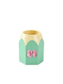 A Hexagonal Desktop Organizer Featuring A 3D Bow And Cream-Style Decorative Accents; Suitable For Stationery, Makeup, And Cosmetic Brushes. Desktop Storage Tool For Home, Study, And Office Scenes, Creative Desktop Ornament, Practical Gift For Back-To-School Stationery And Christmas, New Year Exchanges. - Multicolor - View 12