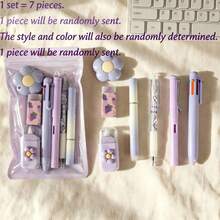 Set Alat Tulis 7pcs/1pc (Gaya & Warna Acak) Paket Hadiah 7 Buah Hadiah Kelulusan Siswa Bernilai Tinggi Suvenir Alat Tulis Belajar, Kotak Hadiah Alat Tulis Penting Kembali ke Sekolah Gaya Siswa Ins Multi-Warna Pilihan untuk Penggunaan Kantor Siswa Hadiah untuk Remaja Perempuan, Perlengkapan Kembali ke Sekolah/Musim Kembali ke Sekolah/Halloween/Natal, 1 set = 7 pcs - MultiWarna - View 9