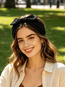 Women's Wide Bow Headband – Stretchy, Knotted, African-Style Headwrap – Non-Slip Elastic Hairband (1-Pack) - Multicolor - View 5