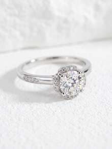 1 buah Cincin Moissanite, Cincin Empat Cakar Berongga 1CT yang Indah, Cocok untuk Pesta dan Pemakaian Sehari-hari Wanita - Cincin moissanite empat cabang terbuka - 1CT - View 2
