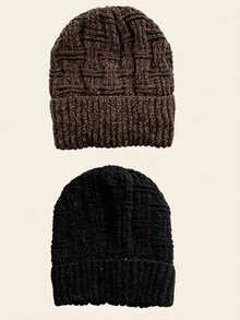 1/2/3 Pcs Pack Solid Color Simple Knitted Beanie Hat For Men, Suitable For Daily Wear Casual - Multicolor - View 15