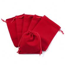 5/10pcs/Pack Velvet Jewelry Drawstring Bags, Soft Gift Pouches Suitable For Rings, Necklaces, Bracelets, Bags With Drawstrings Also For Parties, Weddings, Christmas, - Flocked Bag - View 4