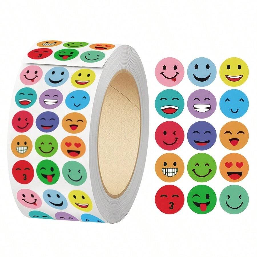 500pcs Round Stickers Roll - Multi-Color Decorative Label Stickers, Suitable For Packaging, Sealing, Journaling And Daily Organization. - A - View 1