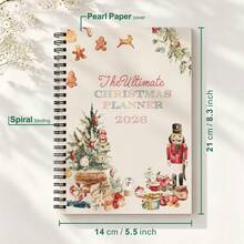 1pc A5 Holiday Planner Notebook, Spiral Xmas Organizer For Gift Tracking & Party Prep, Nutcracker & Gingerbread Print, Journal - A5 - View 2