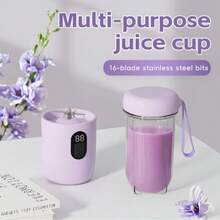 USB Rechargeable Portable Blender With 16 Stainless Steel Blades - 500ml Capacity, Powerful Motor, Travel Lid And Detachable Design, Suitable For Smoothies, Milkshakes, Ice Cream, Home, Kitchen, Gym - Compact And Lightweight, Smoothie Dedicated Blender, Built-In 1500mAh Rechargeable Battery - Multicolor - View 6