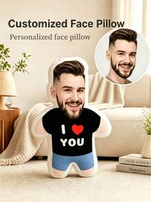 客製化「I Love You」愛心造型抱枕，可上傳個人照片製作專屬臉型靠墊，DIY個性化照片抱枕，情人節驚喜禮物，送給男友或女友的禮物，節日裝飾，情人節禮物，婚禮、生日禮物，女性禮物，週年紀念禮物，萬聖節禮物，聖誕節禮物，感恩節禮物，毛絨娃娃 - 彩色 - 查看 3
