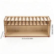 1pc Large Capacity 65-Slot Wooden Brush And Makeup Brush Organizer, Detachable Design, Desktop/Wall-Mounted Storage Rack, Khaki Polished Surface, Suitable For Art Studio, Beauty Salon And Home Storage, Space-Saving Brush Organizer - Multiple Styles - View 7