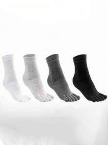 2/4/8 Pairs Minimalist Solid Color Unisex Five-Toe Socks, Moisture-Wicking Split-Toe Design, Multi-Color Options, Sports & Casual Socks - Multicolor - View 1