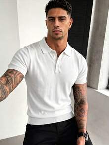 ZYNTH BALENO Men's Summer Fashion Short Sleeve Polo Sweater, Suitable For Fitness, Cycling, Running Sports, White - White - View 1