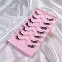 7 Pairs 15mm Cat Eye False Eyelashes - Black - View 7