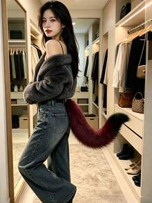 Fluffy Fox Costume Party Accessories Set, Suitable For Women Cat Ear And Tail Collar Kit, Faux Fur Cat Costume Set, Nick Cosplay Headband + Animal Tail (Large Size) Set Accessories, Anime Girl Cosplay Kit, Christmas Halloween Party Costume, Party Game And Event Supplies, Gift Accessory Set For Her - Multicolor - View 11