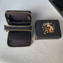 Highland Cow Print Card Holder, Lightweight Fashion Women's Wallet, Suitable For Daily Use, Dual Zipper Mini Wallet/Coin Purse/Card Holder - Multicolor - View 3