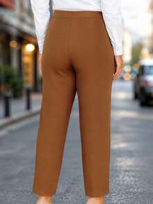 Fashion Plus Size Women's New Arrival All-Season Versatile Commute Casual Long Pants Brown - Brown - View 2