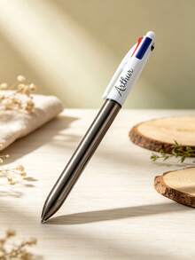 Multi-Color Customizable Office And School Supplies, 4-In-1 Plastic Ballpoint Pen, Suitable For Journaling, Highlighting, Marking, Gifts For Family, Friends, Christmas, Back To School - Round - View 6
