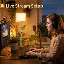 This 10-Inch Square LED Light, With An Adjustable Tripod (15.7 To 43.3 Inches In Length), Features 38 Color Modes And Is A Multi-Functional Fill Light For Selfies, Makeup, And Live Streaming. It Also Includes A Phone Holder. - A - View 7