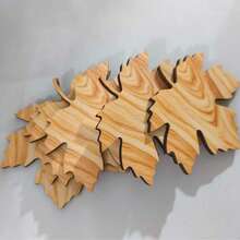 6Pcs Thanksgiving Maple Coaster Set, Autumn Table Decor, Natural Wood Coffee Coasters, Rustic Farmhouse Kitchen And Dining Table Decor, Holiday Home Decor Accessorie - Multicolor - View 6