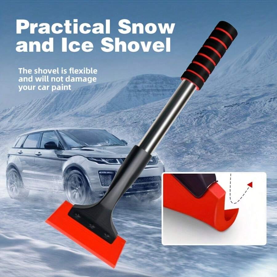 1pc Multifunctional Winter Ice Scraper, Stainless Steel Snow Shovel, Car Windshield Frost Snow Ice Removal Tool, For Car Paint And Glass, Essential Winter Car Accessory, Used For Removing Thick Ice, Snow, Frost, Slush, Suitable For Sedans, SUVs, Trucks, Outdoor Parking Lots, Garages, Portable Car De-Icing Device, Vehicle Snow Removal Tool - Multicolor - View 1