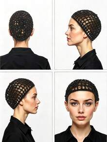 Topi Jaring Rajutan Tangan Wanita Warna Polos, Kain Rajut Berongga Elastisitas Tinggi dan Bernapas, Penutup Penuh untuk Pakaian Tidur dan Penyimpanan Rambut untuk Rambut Panjang untuk Mengurangi Kusut, Cocok untuk Penataan dan Perawatan Sehari-hari - MultiWarna - View 2
