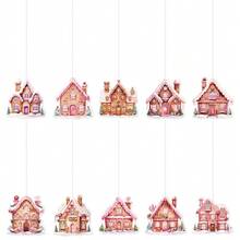 1pc Pink Christmas Decoration Set, Bunting Banner & Spiral Hanging Decor Party Scene Props, Christmas Decoration, Christmas Gift - Multi-color - View 9