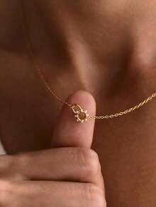 14K Gold Plated Women's Minimalist Round Pearl Necklace, Elegant Hypoallergenic, Suitable For Daily Wear, Perfect Gift For Holidays - Gold - View 2