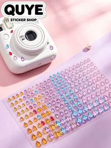 1Set, Aesthetic Stickers, Teardrop Rhinestone Decorative Stickers, Glossy Gem Surface, Self Adhesive, Transparent Base, For Device Surface Decor, For Accessory Embellishment, Ins Style Ornament Stickers - Multi-color Teardrop Stickers - View 2