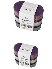 3pcs Dish Washing Sponge Set, Double-Sided Kitchen Cleaning Nano Sponge Scrubber - A - View 12