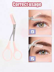 1/5pcs Pink Eyebrow Scissors With Comb, Stainless Steel Material, Suitable For Beginners And Women As Eyebrow Shaping Tool, Used For Shaping And Trimming Eyebrows, Eye Makeup Tool, Gift, Travel Essential, Affordable Quality - Multicolor - View 6