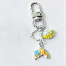 1pc Cute Mermaid Tail Keychain, Pastel Shell Heart Bag Charm, Ocean Style Handbag Pendant, Suitable For Women's Backpack Decoration Accessory - Quantity - View 7
