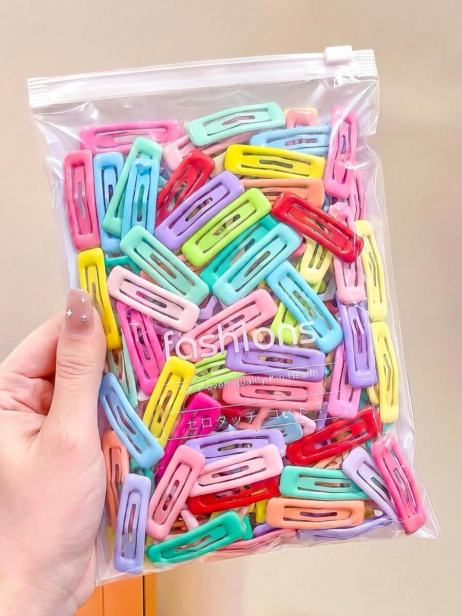 10/30/50/100pcs/Set Colorful Y2K Long BB Hair Clips, Durable & Non-Damaging, Cute Fashion Versatile Hair Accessories For Girls And Children, Suitable For Daily Wear, School, Dates, Vacations, Parties - Multicolor - View 1