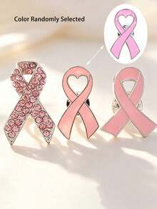 1/2/3/15pcs Pink AIDS Awareness Ribbon Charity Badge, Soft Pink Heart Ribbon, AIDS Awareness Badge - Multicolor - View 13