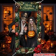 2d Plane, 1 Piece Of Interactive Photo Props For Christmas, Retro Street View, Christmas Tree Gift, Door Flag With Hollowed-Out Photo Frame, Door Flags With Various Styles To Choose From, Suitable For Room Decoration, Without Electricity. - 2 - View 7