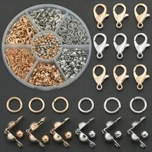 300pcs DIY Jewelry Clasps Connectors Set, 6-Compartment Box, Suitable For Braided Jewelry Making, Bracelets, Necklaces, Anklets, Open Jump Rings, Beaded Connectors, Bag Charms, Jewelry Accessories, Handmade Craft Materials - Accessory Set - View 5