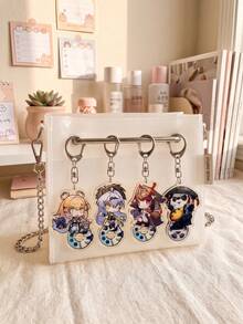 1pc/4pcs Aesthetic Gaming Anime Acrylic Keychains, Popular Strategy Mobile Game Cute Chibi Standee Pendant 2-In-1 Art Series, 2D Chibi Aesthetic Gift For Mobile Game Character Fans - Multicolor - View 2