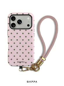 GIIPPA 1件淡粉色底綠色波點手機殼+手鍊，Phone 17 Pro Max手機殼，相容於Phone 16 Pro Max、15 Pro Max、14 Pro Max，韓系高端時尚趣味手機殼，適用於11/12/13/14/15/16 Pro Max Plus，優雅設計男女皆宜，聖誕節、情人節、復活節、婚禮季與生日送女友的完美禮物！ - 粉色 - 查看 1