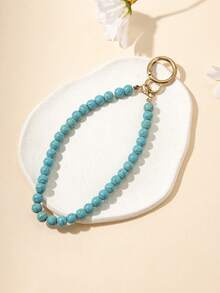 1pc Handmade Tassel & Natural Stone Beaded Bag Charm, Random Bead Color - Multicolor - View 5