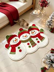 1pc 3-Piece Christmas Snowman Doormat, Christmas Gift, Door Mat, Small Rug, Welcome Mat, Carpet, Floor Mat, Outdoor Doormat, Kitchen Rug, Home Decor, Front Door Mat, Area Rug, Outdoor Mat - Multicolor - View 2