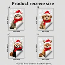 4PCS/1PC Christmas Stickers‑Themed Cute Pet Window Static Stickers: Cat, Dog, Red Panda & Fox Decals, Delicate Snowflake Ornaments For Holiday Home Party Decor, Holiday Home Decor - Multicolor - View 3