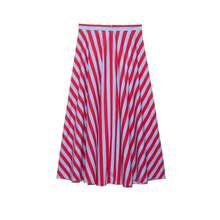 Mellowy Spring/Autumn New Women's European And American Style Fashion Versatile Striped Layered Midi Skirt - Red Stripes - View 3