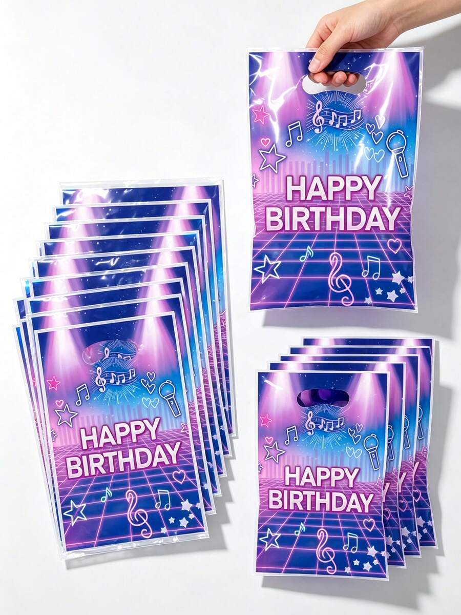 10/20/50pcs K-POP Birthday Party Gift Bags, Magic Music Theme Party Favor Bags With Handles, Suitable For Singer Birthday Party Decoration - Multicolor - View 1