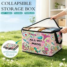 1pc Thick Non-Woven Fabric Fairy Tale Cartoon Multi-Pattern Collection Printed Double Handle Zipper Storage Box Large Capacity Multifunctional Home Storage Box Suitable For Bedroom Dorm Bathroom Can Be Used As Laundry Basket - Multi-color - View 8