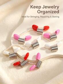 DIY Beading Accessories: Spring-Loaded Bead Stopper Clips (With Protective Rubber Sleeve) – Prevent Beads From Slipping – Essential Tool For Handmade Jewelry Making - Multicolor - View 1