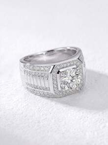 1pc Moissanite Ring, Luxury 1CT Full Diamond Men's Wedding Band, Suitable For Men's Daily Wear And Special Occasions - 1ct Full Diamond Moissanite Ring - View 2