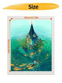DIY Sunken Church With Koi Fish (Frameless Or Framed 8x12 / 16x20 Inches) Paint By Numbers Kit(Acrylic) Arts & Crafts For Adult Beginners, Home Wall Decor, And Holiday Gifts - Sets - View 11