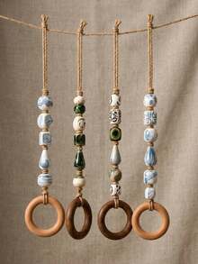 1pc Decorative Beaded Towel Rack With Ring - Vintage Beaded Hanging Rack, Bathroom And Kitchen Decorative Hand Towel Holder, Vintage Country Style Gift - Multiple Styles - View 2