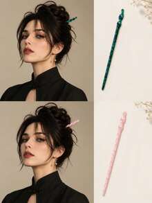 Leopard Print Hair Stick, Casual Bun Hair Clip For Women And Girls, Fashionable Hair Bun Accessory, Suitable For Daily Wear, Party, School And Travel - Multicolor - View 2