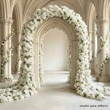 1pc Artificial White Cherry Blossom Wreath, Hanging Cherry Blossom And Vine Garland, Suitable For Wedding Arch, Ceiling, Wall, Party, Home Decor, Etc. - Multicolor - View 8
