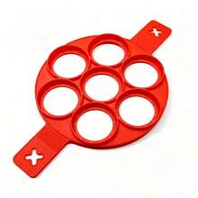 1pc 7-Cavity Silicone Egg Mold Non-Stick Round Cake Mold, Tool For Making Perfect Breakfast - Red - View 9