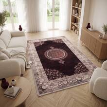Washable Modern Minimalist Patterned Area Rug – Scandinavian Geometric Design, Contemporary Washable Carpet For Living Room, Bedroom & Home Decor - Mocha Brown - View 5