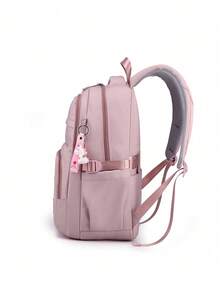 Solid Color Minimalist Aesthetic Women's Literary Backpack, Casual Versatile Large Capacity School Bag For Outings And Classes, INS Style - Pink - View 9